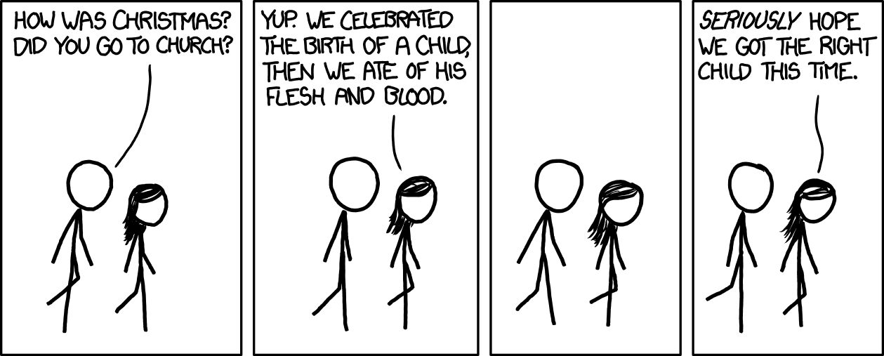 The local police, growing increasingly concerned about this church, ask parishioners to take a sip of wine and then spit it back out for DNA testing. It's blood, and it matches a 1970s murder victim.