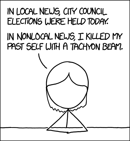 Will there ever be a physics term greater than 'tachyonic antitelephone?' According to this message from the future, the answer is 'no.'