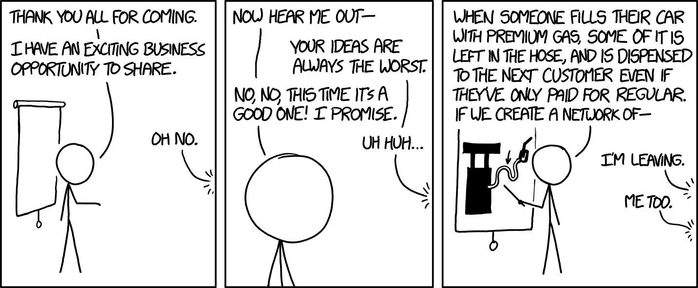 Then we move to phase two. Gas stations store fuel in underground tanks. Normally, these are inaccessible except via the pump. However, with hydraulic fracturing, we-- Wait! Come back!
