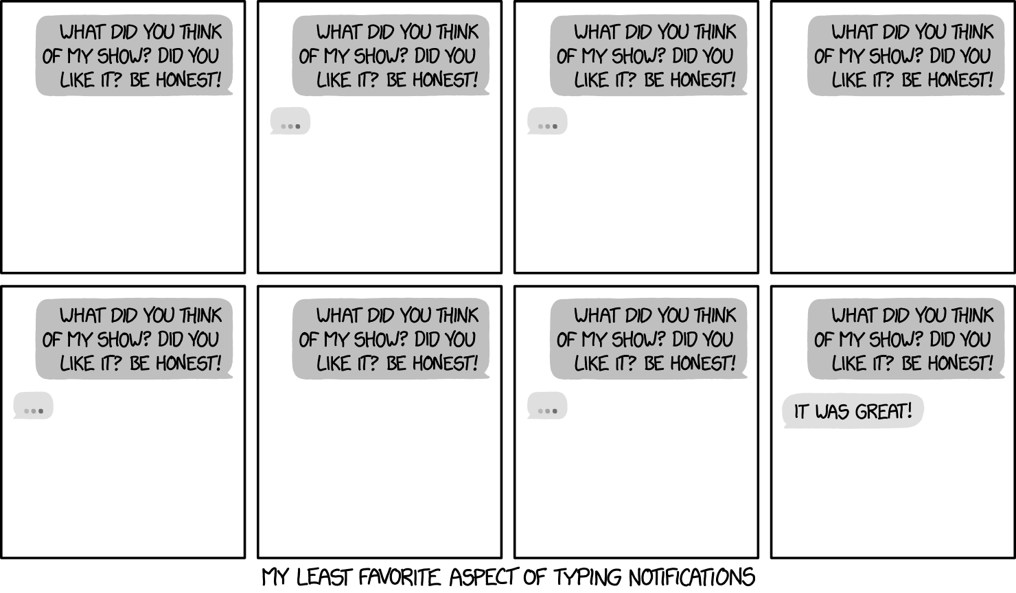 Over the years I've decided I'd rather have them on than not, but I'm glad there aren't "has opened a blank note to compose a reply to you" notifications.