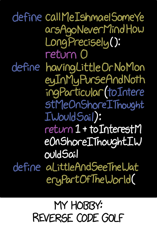 I also enjoy Reverse Regular Golf. I've been playing for years all across the country and I'm still on the first hole.