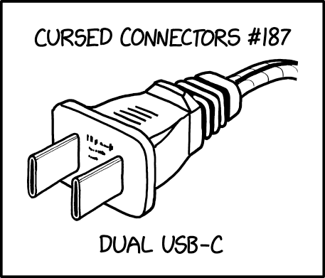 Small devices use two-prong USB-AC, but there's also a three-prong version with a USB-B plug as the ground.