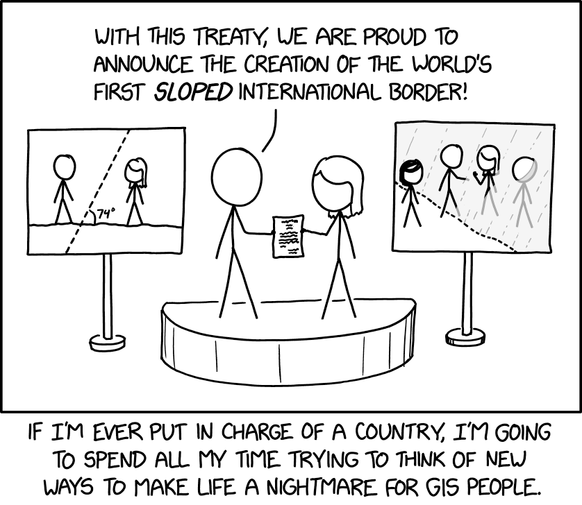 "The slope will be 74° at ground level." "Okay, I think we can hack together a  ... wait, why did they specify ground level? It's 74° everywhere, right? ... Oh no, there's a whole section in the treaty labeled 'curvature.'"