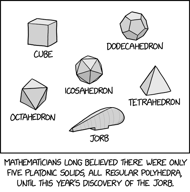 Plato made the solids, and five were gifted to the mathematicians. But in secret Plato forged a sixth solid to rule over all the others.